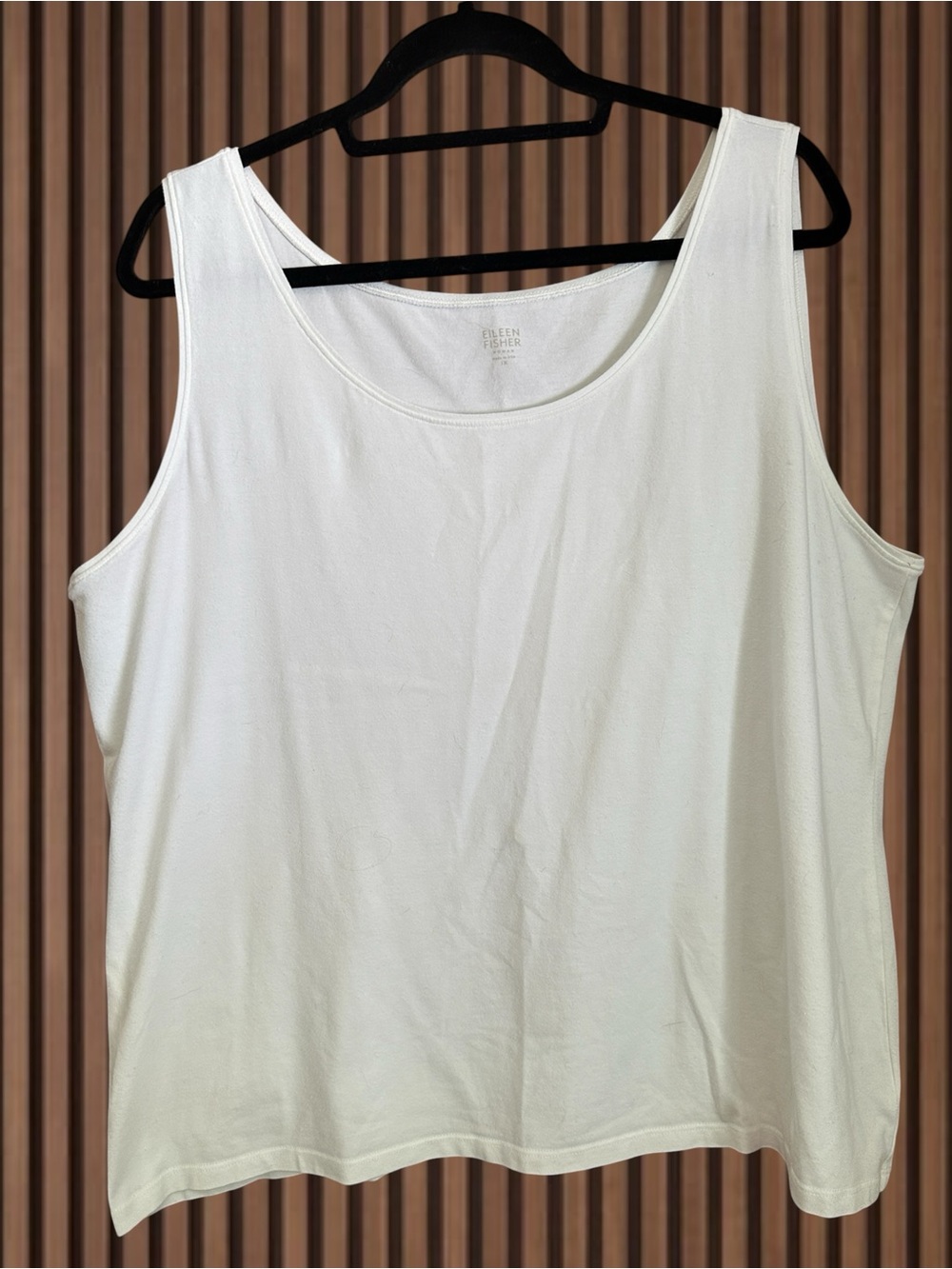 Eileen Fisher XL Organic Cotton Stretch Jersey Tank Top in Ivory